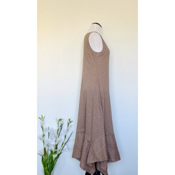 NEW! LOGO By Lori Goldstein Sleeveless Tank Midi Dress Taupe Brown SZ S - Picture 5 of 7